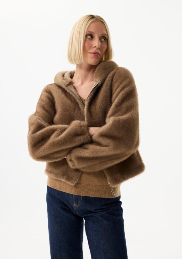 Leo & Ugo Reversible Jas Fake Fur KH921 Camel - Afbeelding 4