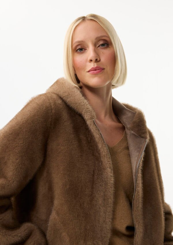 Leo & Ugo Reversible Jas Fake Fur KH921 Camel - Afbeelding 3