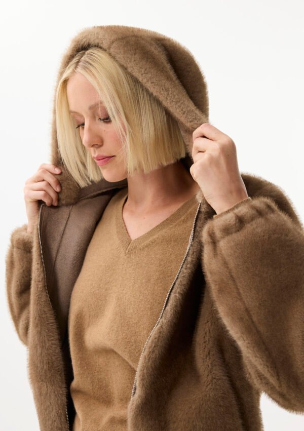 Leo & Ugo Reversible Jas Fake Fur KH921 Camel - Afbeelding 2
