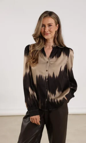 Nukus Lizzy Blouse NKF02074 Sand/Dark Chocolate