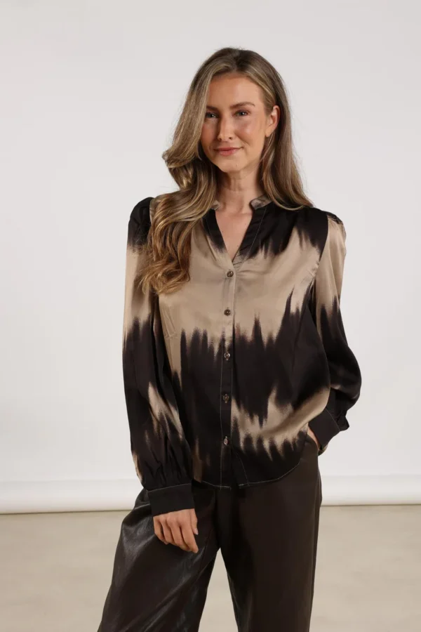 Nukus Lizzy Blouse NKF02074 Sand/Dark Chocolate