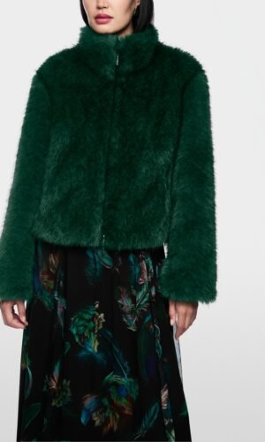 MarcCain Knusse Jas Fake Fur ZC1207W64 Dark Jade Green