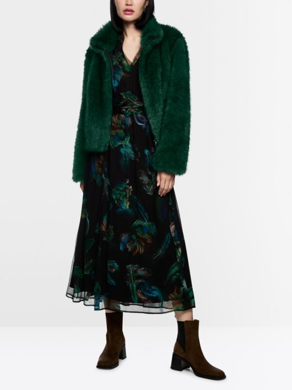 MarcCain Knusse Jas Fake Fur ZC1207W64 Dark Jade Green - Afbeelding 7
