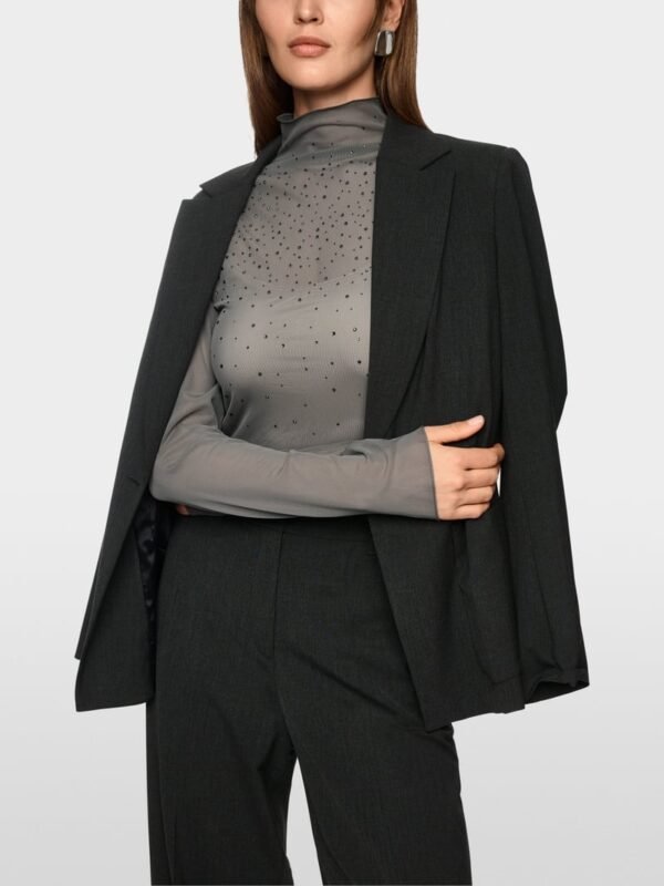 MarcCain Mesh Longsleeve Hotfixsteentjes ZC 48.15 J47 Soft Charcoal - Afbeelding 5