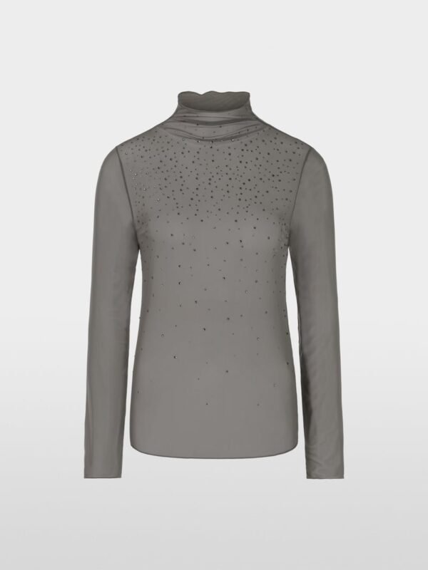 MarcCain Mesh Longsleeve Hotfixsteentjes ZC 48.15 J47 Soft Charcoal - Afbeelding 8