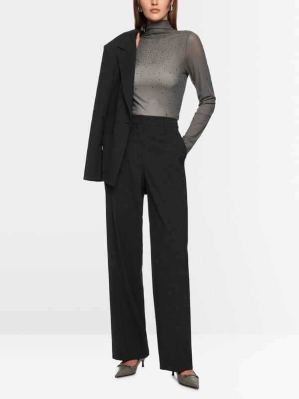 MarcCain Mesh Longsleeve Hotfixsteentjes ZC 48.15 J47 Soft Charcoal - Afbeelding 2