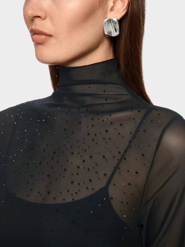 MarcCain Mesh Longsleeve Hotfixsteentjes ZC 48.15 J47 Zwart - Afbeelding 3
