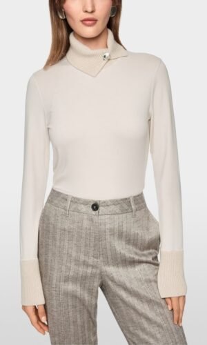 MarcCain Longsleeve Gebreide Kraag Sierknoop ZC 48.44 J15 Smoke