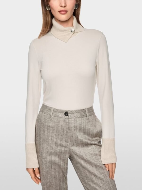 MarcCain Longsleeve Gebreide Kraag Sierknoop ZC 48.44 J15 Smoke