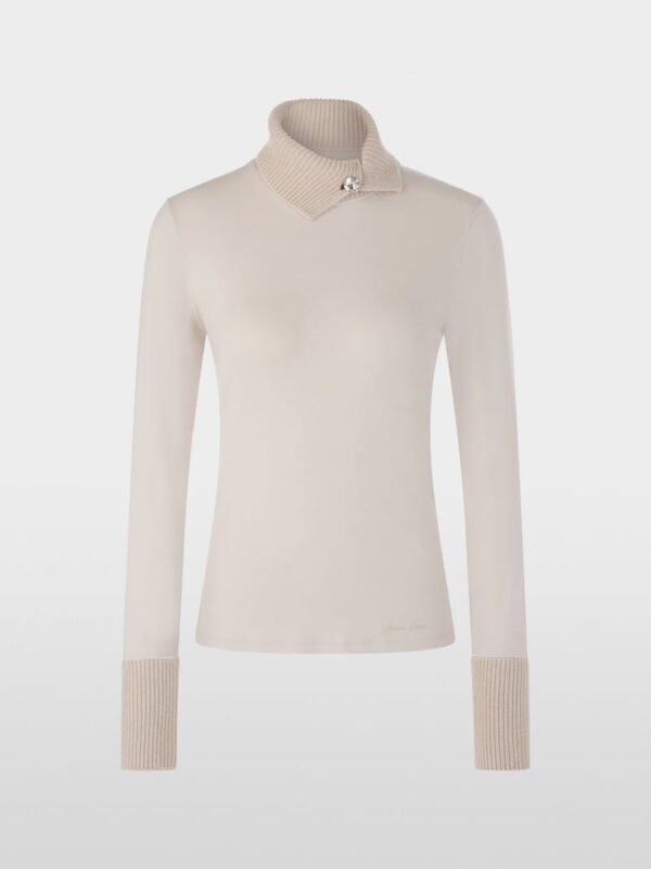 MarcCain Longsleeve Gebreide Kraag Sierknoop ZC 48.44 J15 Smoke - Afbeelding 7