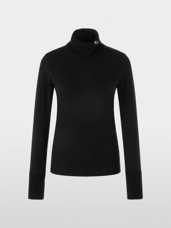 MarcCain Longsleeve Gebreide Kraag Sierknoop ZC 48.44 J15 Zwart - Afbeelding 7