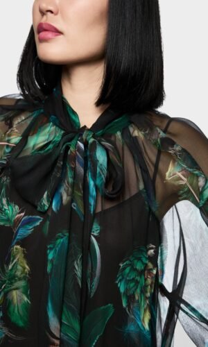 MarcCain Transparante Blouse Viscose ZC5132W82 Dark Jade Green