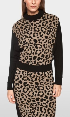 MarcCain Trui Luipaarddetail ZS4128M34 Zwart