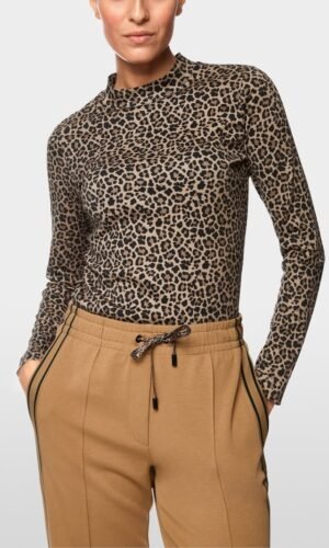 MarcCain Getailleerd Shirt Luipaardprint ZS 48.41 J61 Milk Coffee