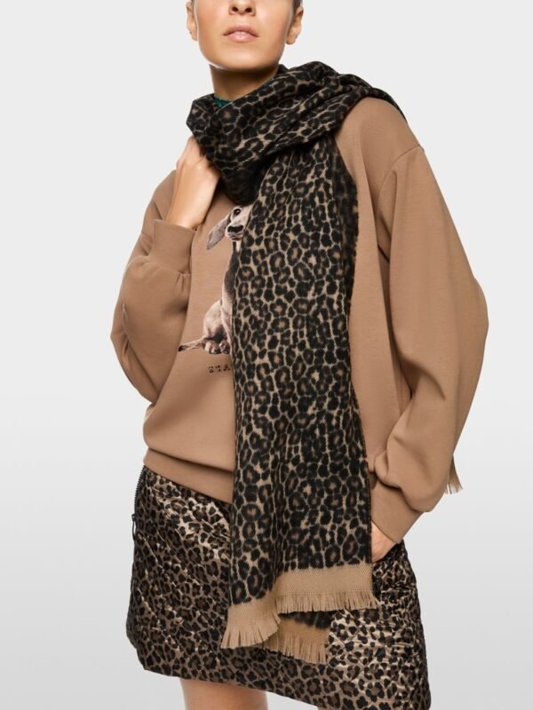 Marc Cain Sjaal Scheerwol Luipaardprint ZS B4.09 Z39 Milk Coffee - Afbeelding 2