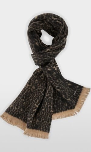 Marc Cain Sjaal Scheerwol Luipaardprint ZS B4.09 Z39 Milk Coffee