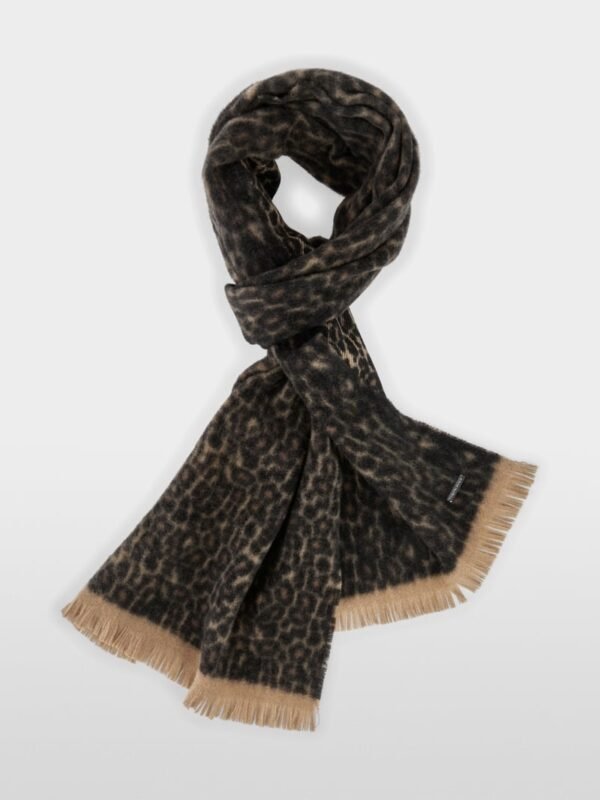 Marc Cain Sjaal Scheerwol Luipaardprint ZS B4.09 Z39 Milk Coffee