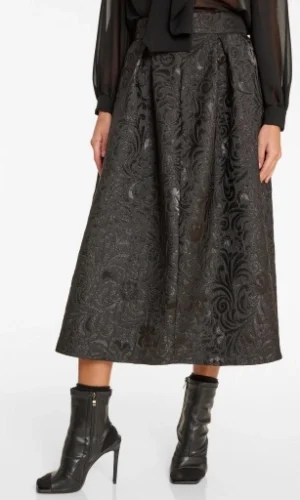 Ana Alcazar Wijde Midi Rok Absea 061489-3732 Zwart