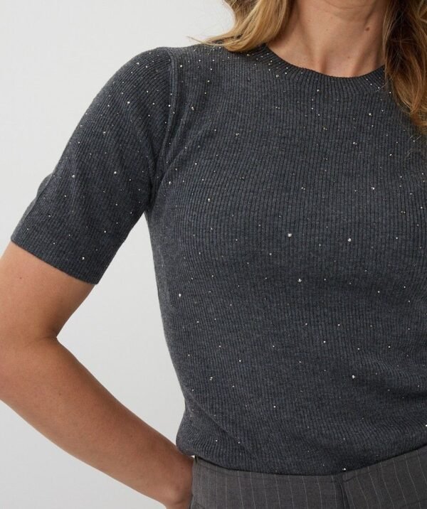 Esqualo Top Rib S/Sleeve Studs F25.02521 Donkergrijs - Afbeelding 3