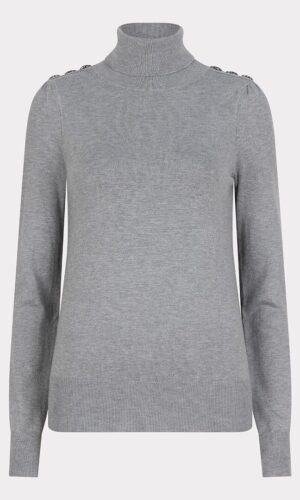 Esqualo Trui Shldr Button Col Basic Knit F25.07535 Grijs