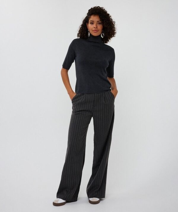 Esqualo High Waist Broek Stripe Studs F25.10517 Donkergrijs - Afbeelding 2