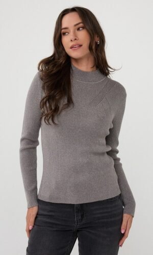 Esqualo Top Col Rib Lurex F25.27506 Grijs