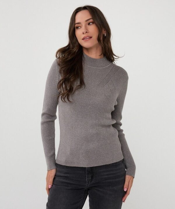 Esqualo Top Col Rib Lurex F25.27506 Grijs