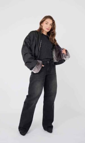Est’Seven Wild Jacket Kinski Faux Fur Reversible – Grijs