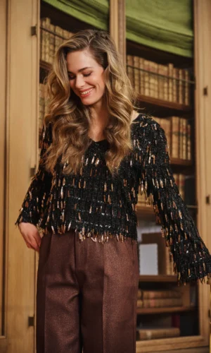 Esqualo Top Fringes W25.08719 Zwart/Bruin