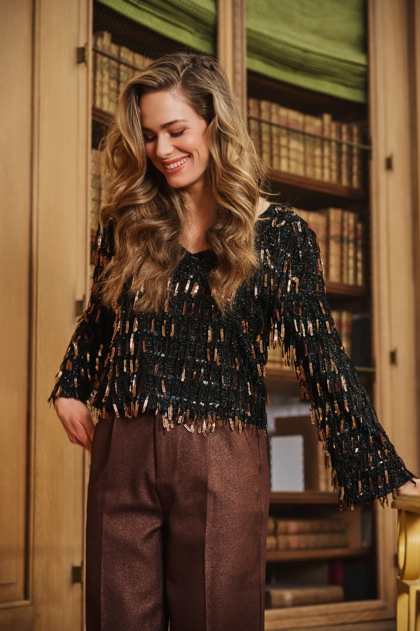 Esqualo Top Fringes W25.08719 Zwart/Bruin