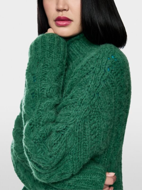 MarcCain Trui Vlechtmotief ZC4142M44 Dark Jade Green - Afbeelding 4