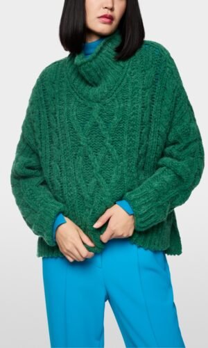 MarcCain Trui Vlechtmotief ZC4142M44 Dark Jade Green