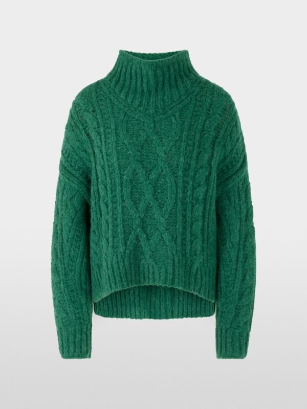 MarcCain Trui Vlechtmotief ZC4142M44 Dark Jade Green - Afbeelding 8
