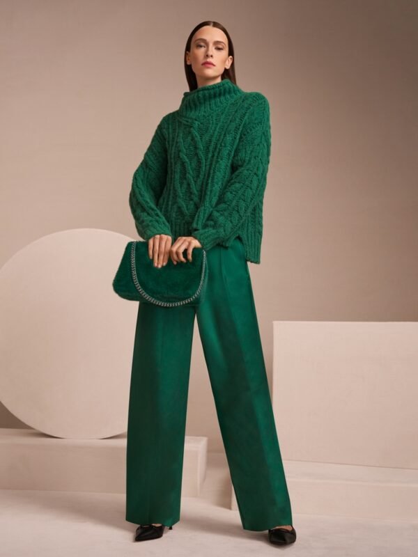 MarcCain Trui Vlechtmotief ZC4142M44 Dark Jade Green - Afbeelding 2