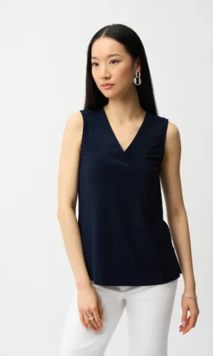 Joseph Ribkoff Silky Knit Mouwloze Top 241239S26 Midnight Blue