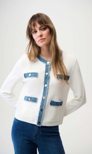 Joseph Ribkoff Stitch Jacket Denim 261927 Winter White