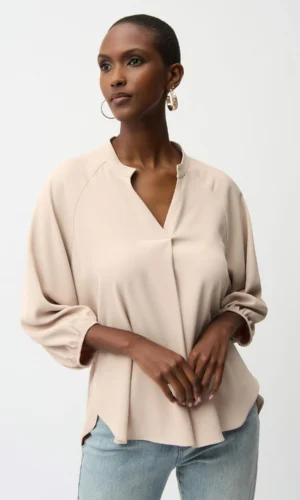 Joseph Ribkoff Woven Twill Boxy Top 261076 Parchment