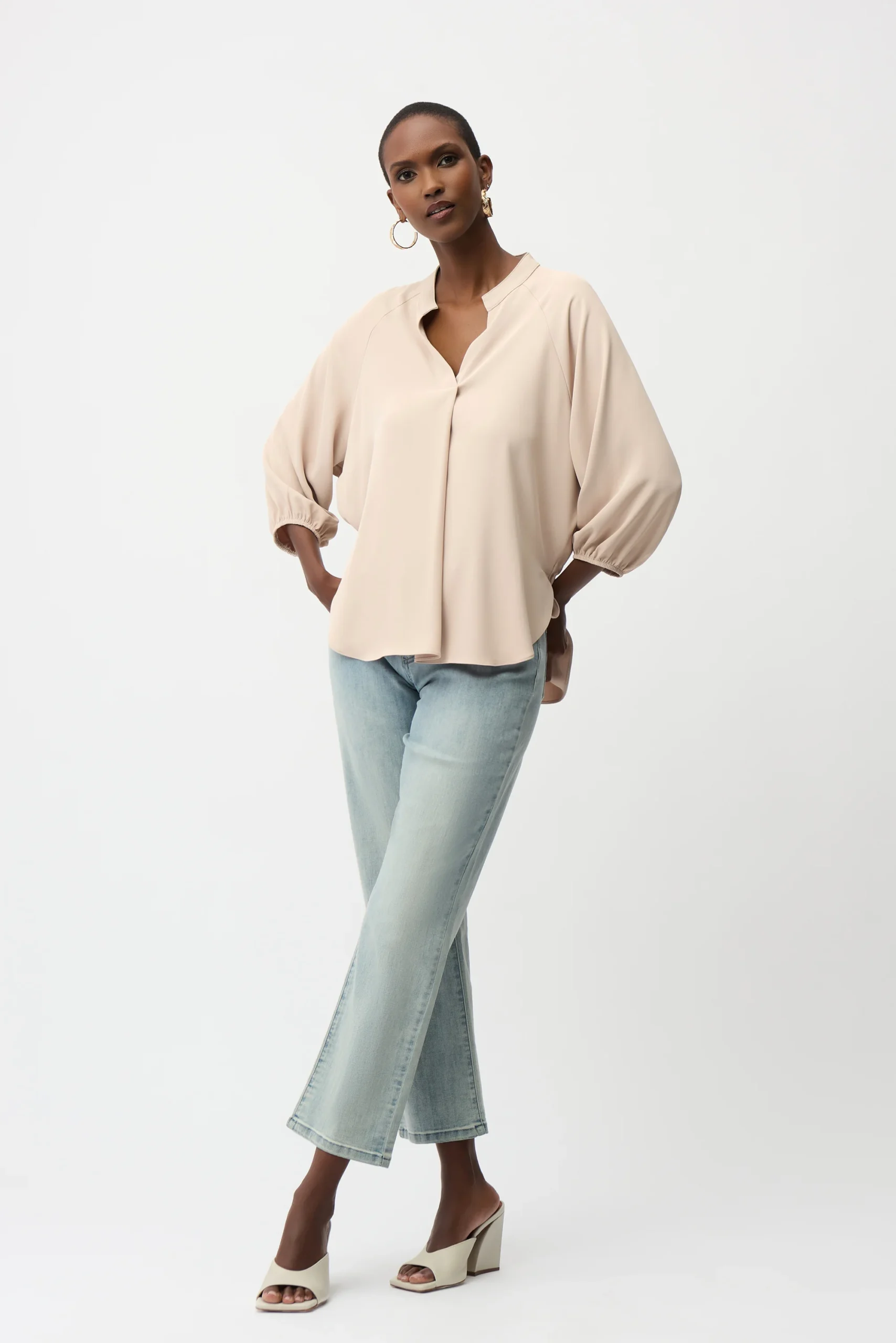 Joseph Ribkoff Woven Twill Boxy Top 261076 Parchment - Afbeelding 2