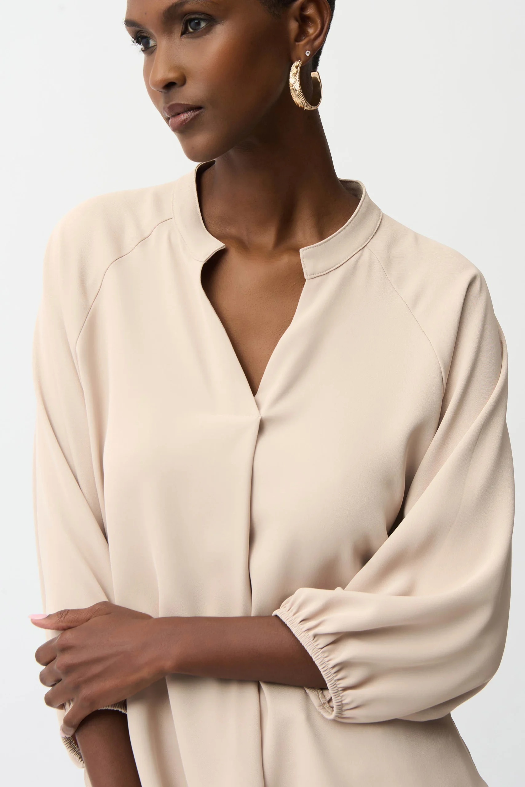 Joseph Ribkoff Woven Twill Boxy Top 261076 Parchment - Afbeelding 3