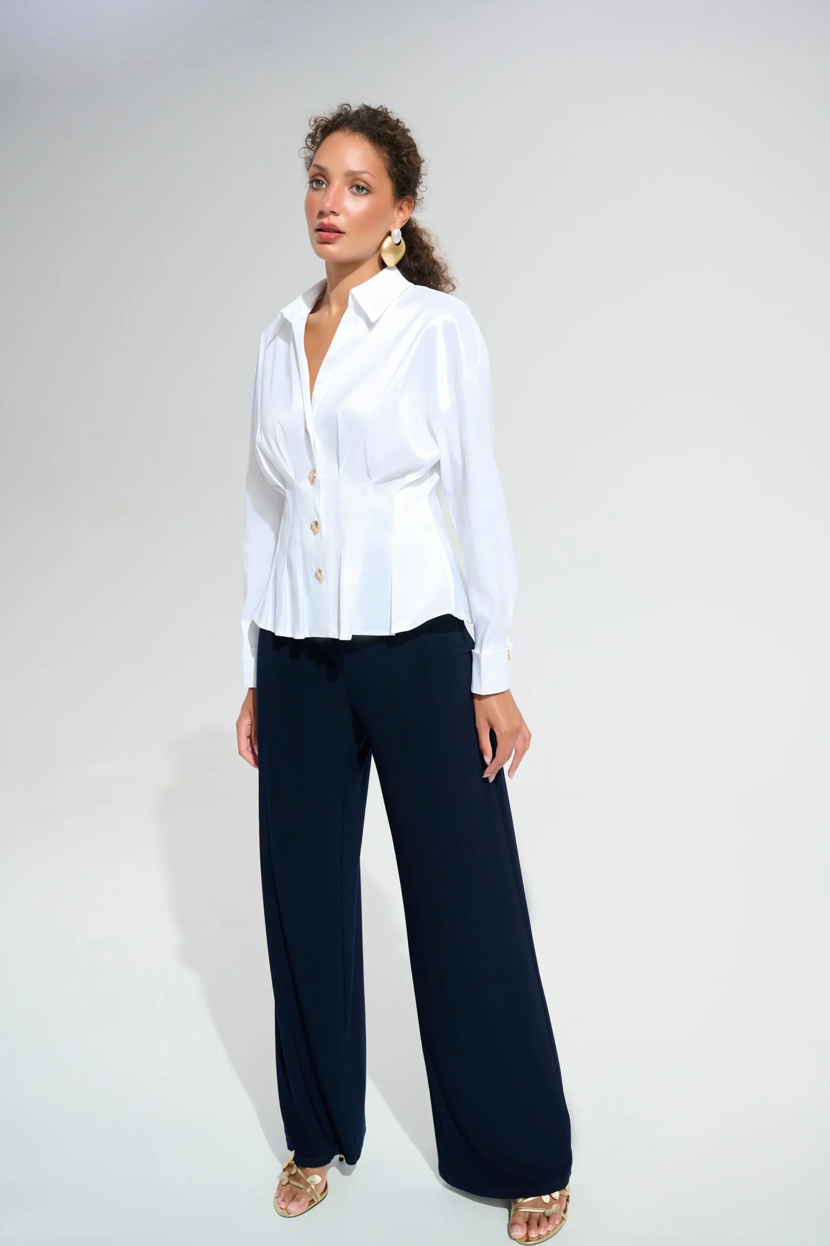 Joseph Ribkoff Fit & Flare Blouse Chain Link Knopen 261742 Vanilla - Afbeelding 2