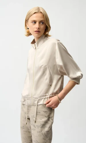 Joseph Ribkoff Satin Boxy Blouson Jack 261913 Moonstone