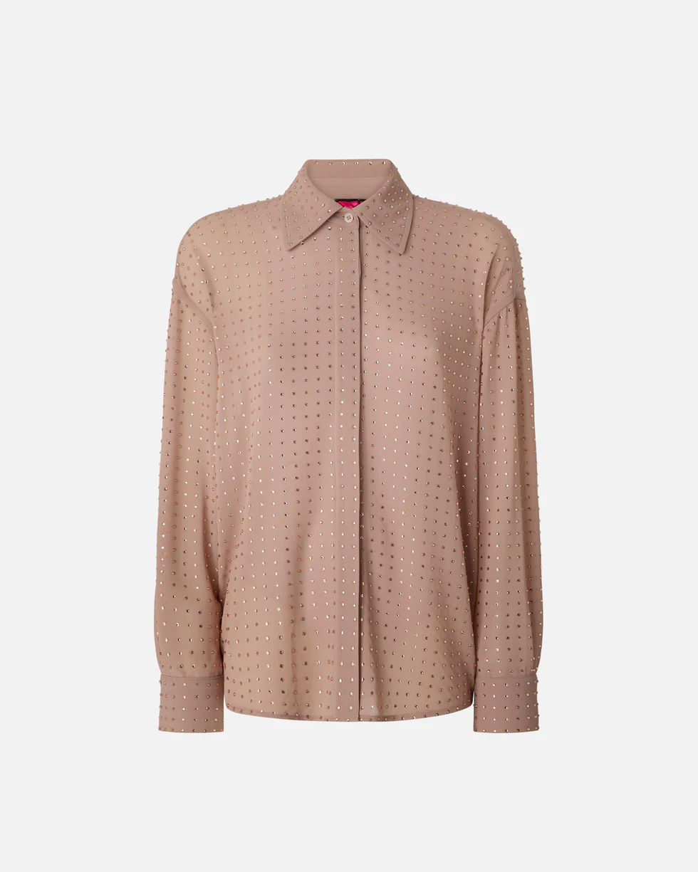 Pinko Blouse Rhinestoned Georgette 106259-A32X Pink