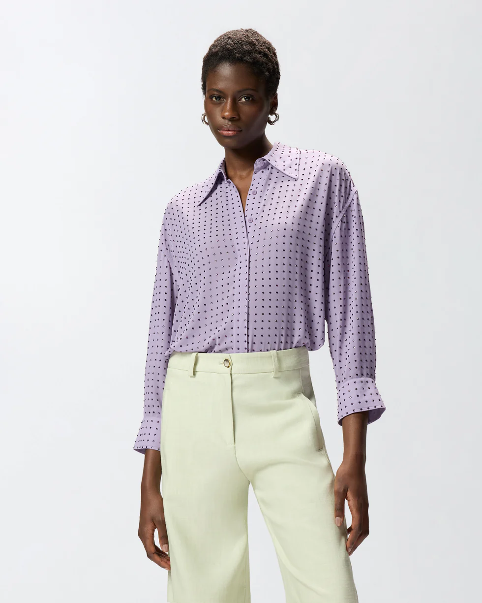 Pinko Blouse Rhinestoned Georgette 106259-A32X Pink - Afbeelding 4