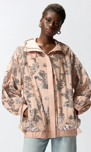 Pinko Bomberjack Bloemen Paillettenborduursel 106507-A367 Nude/Silver