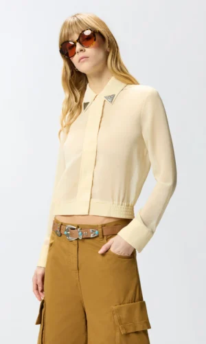 Pinko Semi-Sheer Blouse Jack Metallic Details 106791-A3AT Yellow