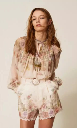 Twinset Floral CrƩpon Blouse 261TT2562 Pastel Color Print