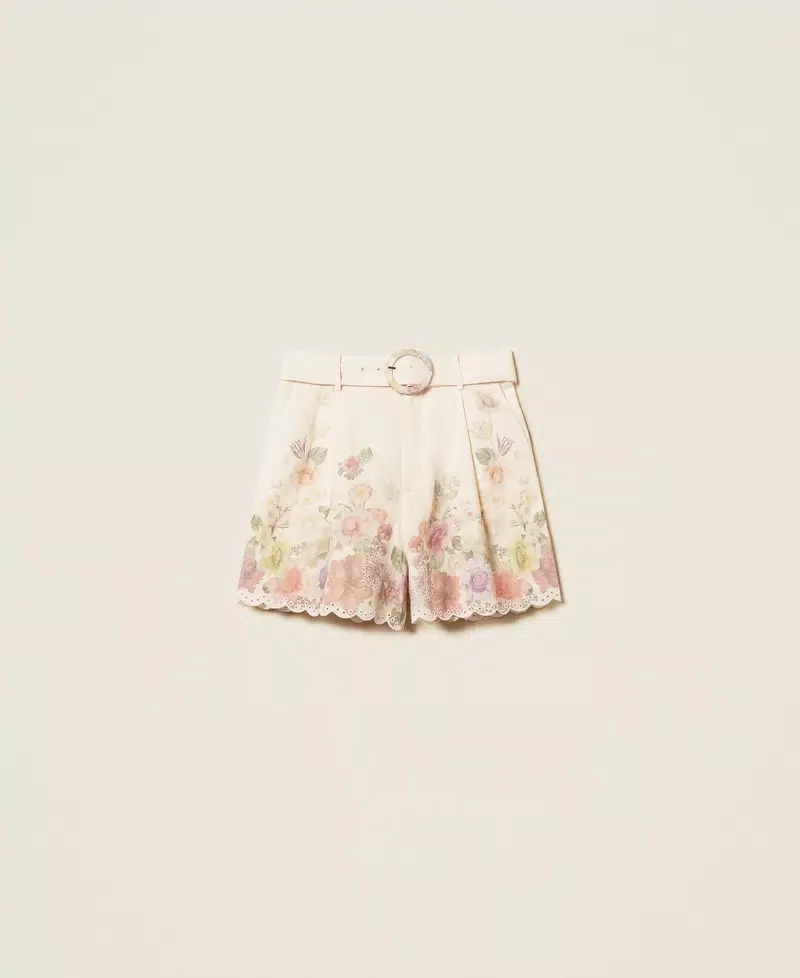 Twinset Linen Floral Shorts Borduursel 261TT2572 Pastel Color Print - Afbeelding 7