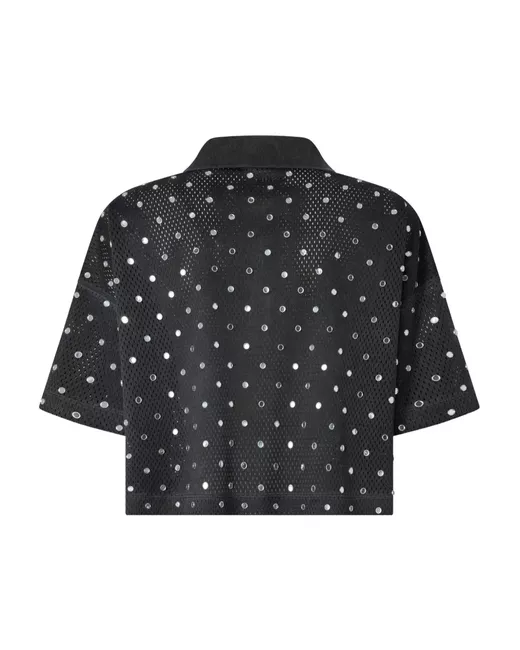 Pinko Polo Top Pailletten 106855-A3BC Grey Pirate Black - Afbeelding 2