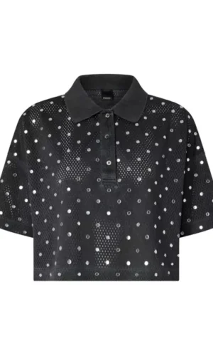 Pinko Polo Top Pailletten 106855-A3BC Grey Pirate Black