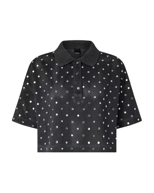 Pinko Polo Top Pailletten 106855-A3BC Grey Pirate Black
